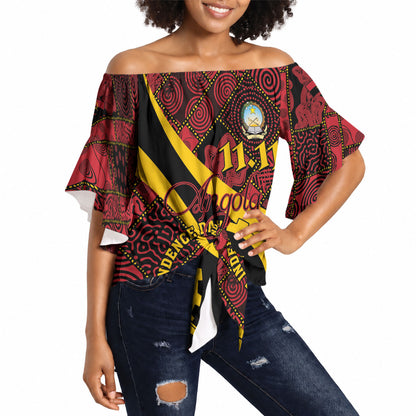 Personalized Angola Samakaka Pattern Off Shoulder Wrap Waist Top Happy Independence Day