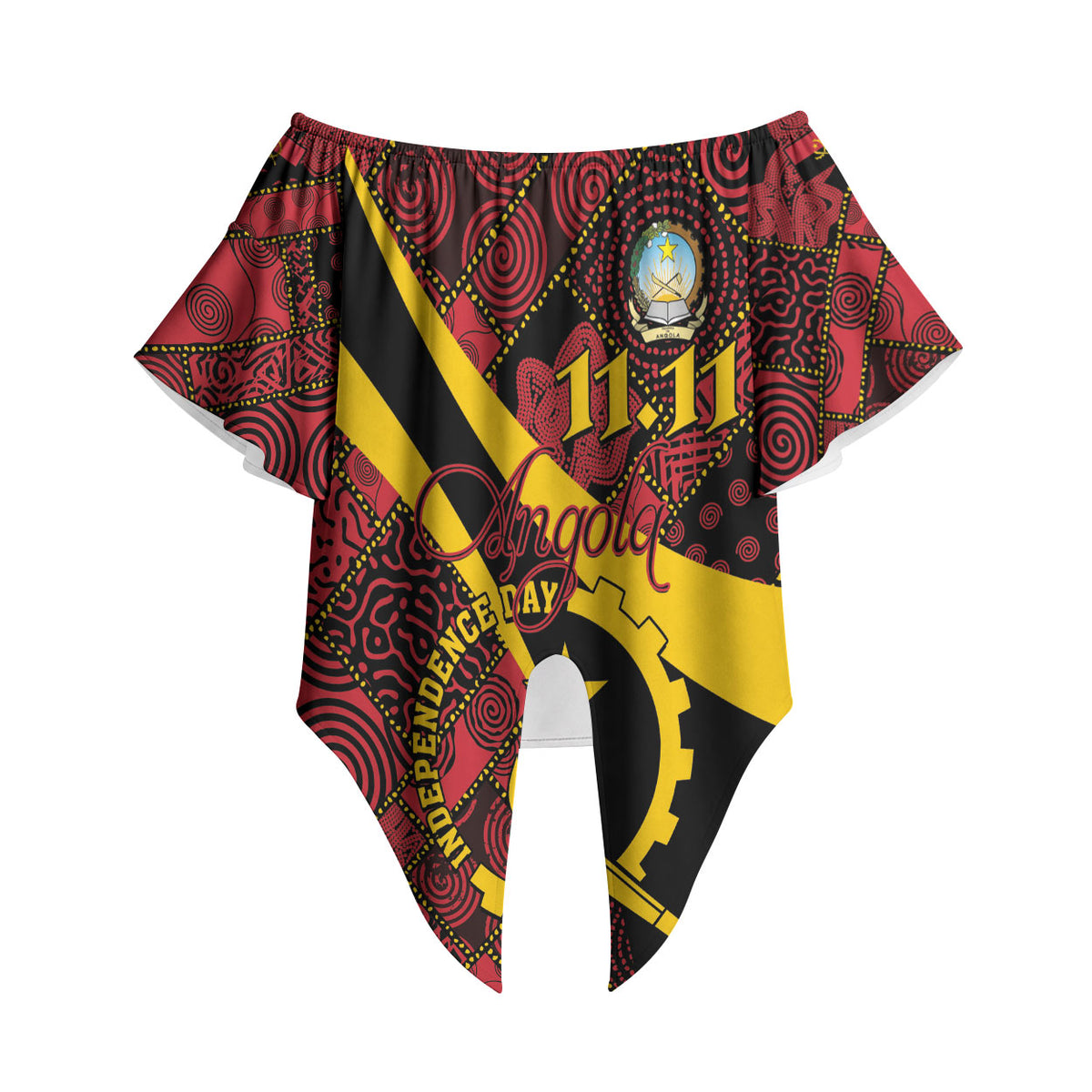Personalized Angola Samakaka Pattern Off Shoulder Wrap Waist Top Happy Independence Day