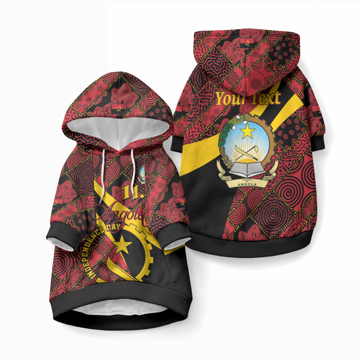 Personalized Angola Samakaka Pattern Pet Hoodie Happy Independence Day