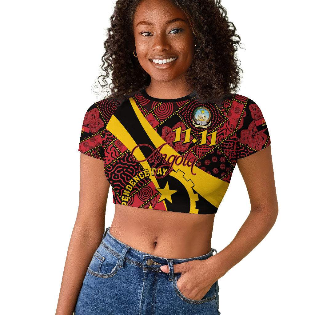 Personalized Angola Samakaka Pattern Raglan Cropped T shirt Happy Independence Day