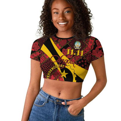 Personalized Angola Samakaka Pattern Raglan Cropped T shirt Happy Independence Day