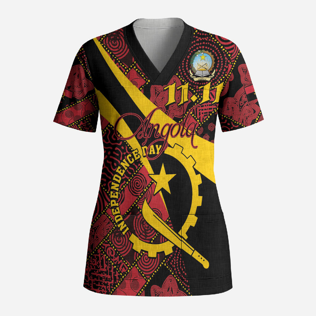 Personalized Angola Samakaka Pattern Scrub Top Happy Independence Day