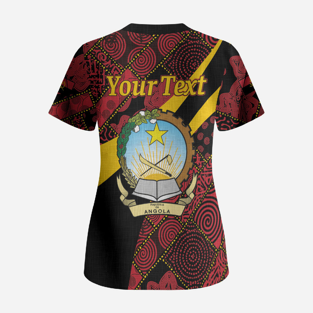 Personalized Angola Samakaka Pattern Scrub Top Happy Independence Day
