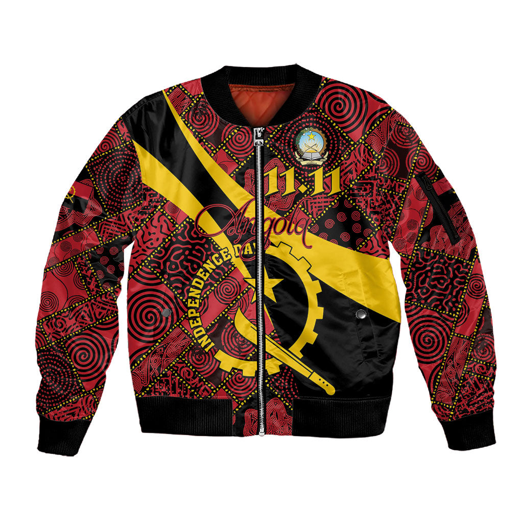 Personalized Angola Samakaka Pattern Sleeve Zip Bomber Jacket Happy Independence Day