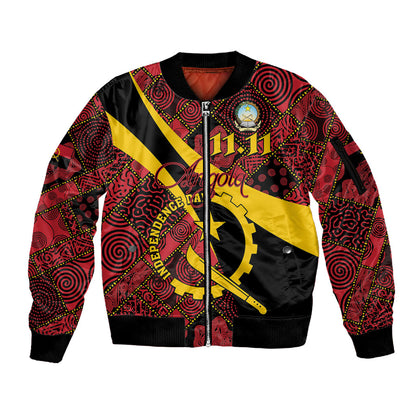 Personalized Angola Samakaka Pattern Sleeve Zip Bomber Jacket Happy Independence Day