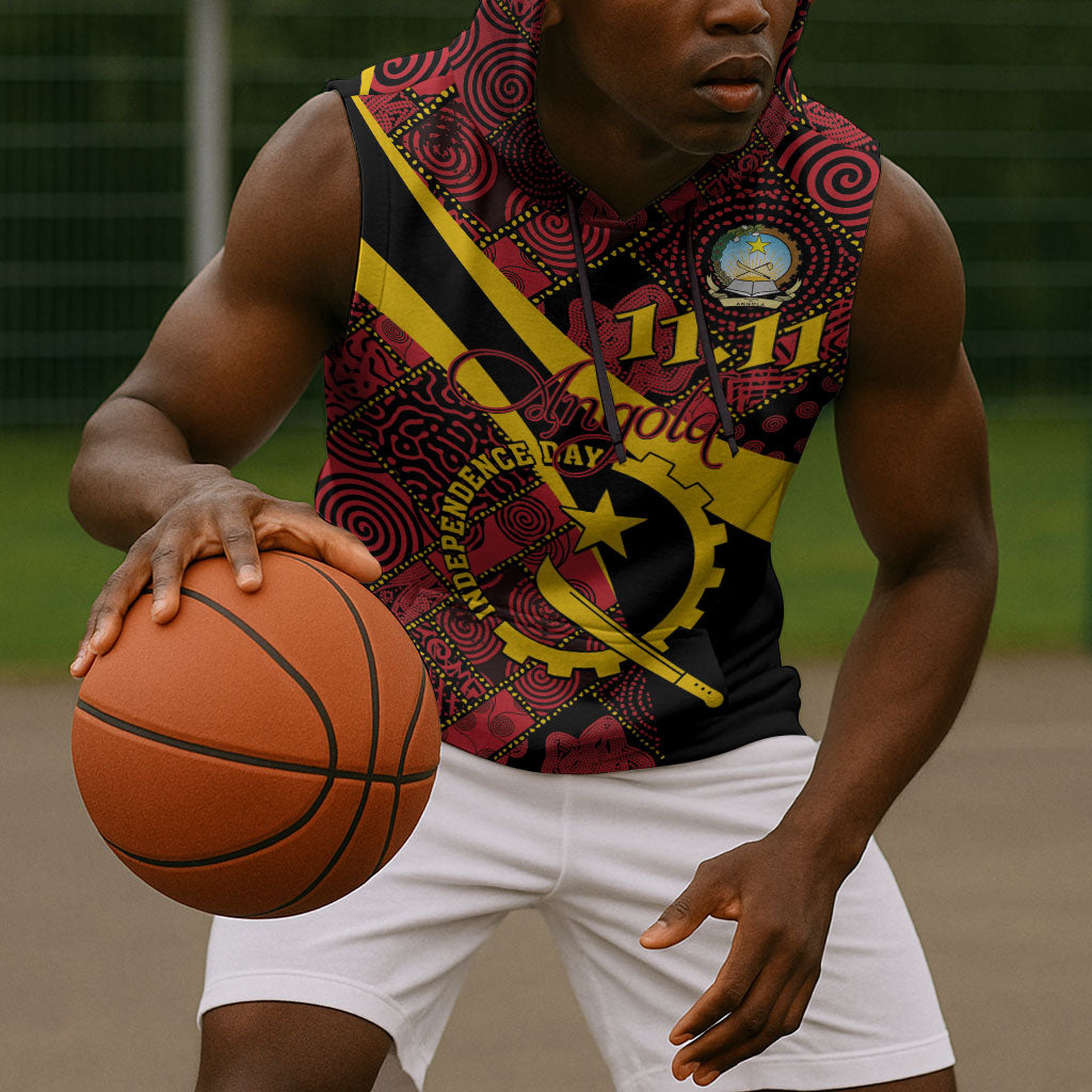 Personalized Angola Samakaka Pattern Sleeveless Hoodie Happy Independence Day