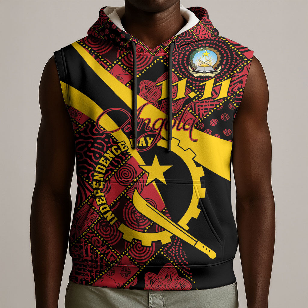 Personalized Angola Samakaka Pattern Sleeveless Hoodie Happy Independence Day