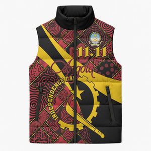 Personalized Angola Samakaka Pattern Sleeveless Puffer Jacket Happy Independence Day