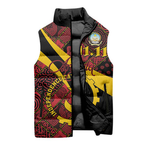 Personalized Angola Samakaka Pattern Sleeveless Puffer Jacket Happy Independence Day