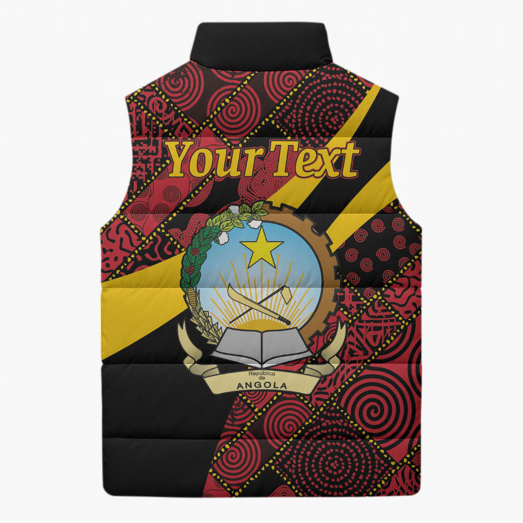 Personalized Angola Samakaka Pattern Sleeveless Puffer Jacket Happy Independence Day