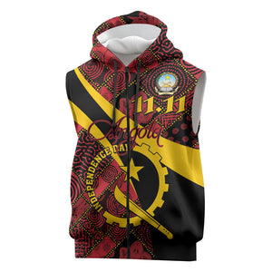 Personalized Angola Samakaka Pattern Sleeveless Zip Hoodie Happy Independence Day