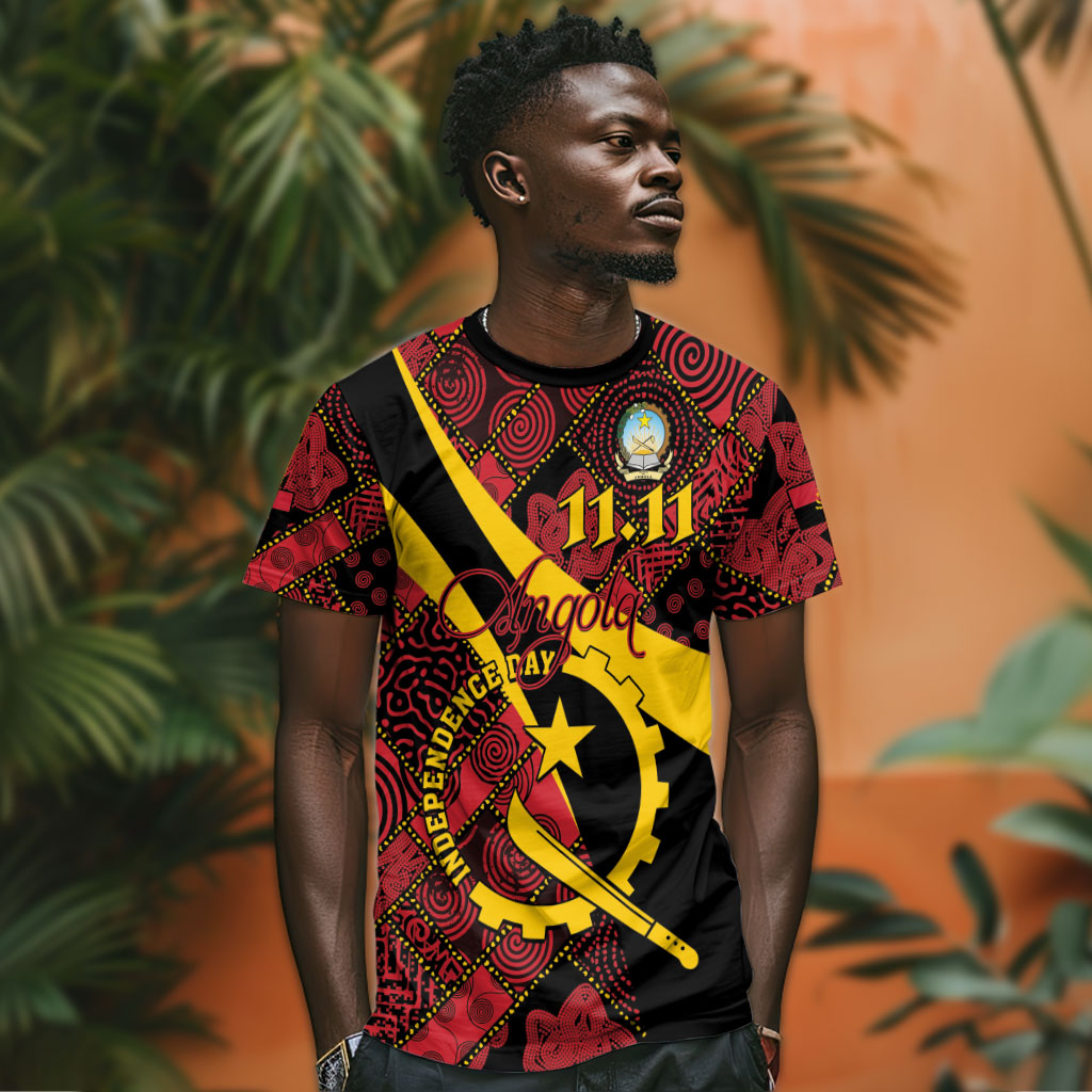Personalized Angola Samakaka Pattern T shirt Happy Independence Day