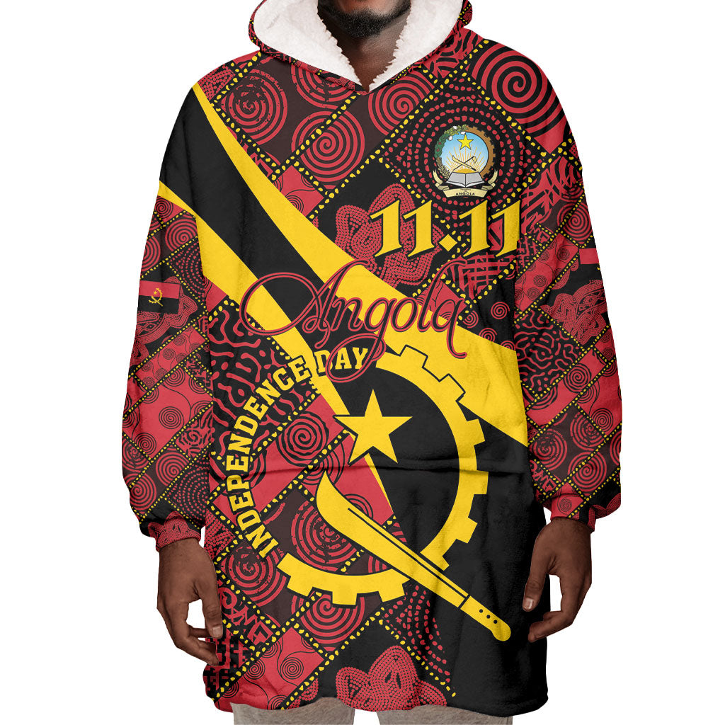 Personalized Angola Samakaka Pattern Wearable Blanket Hoodie Happy Independence Day