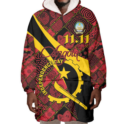 Personalized Angola Samakaka Pattern Wearable Blanket Hoodie Happy Independence Day