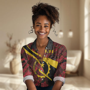 Personalized Angola Samakaka Pattern Women Casual Shirt Happy Independence Day