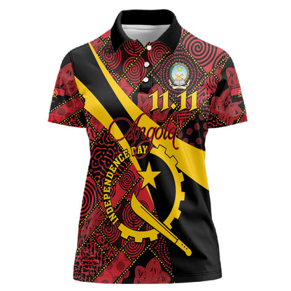 Personalized Angola Samakaka Pattern Women Polo Shirt Happy Independence Day