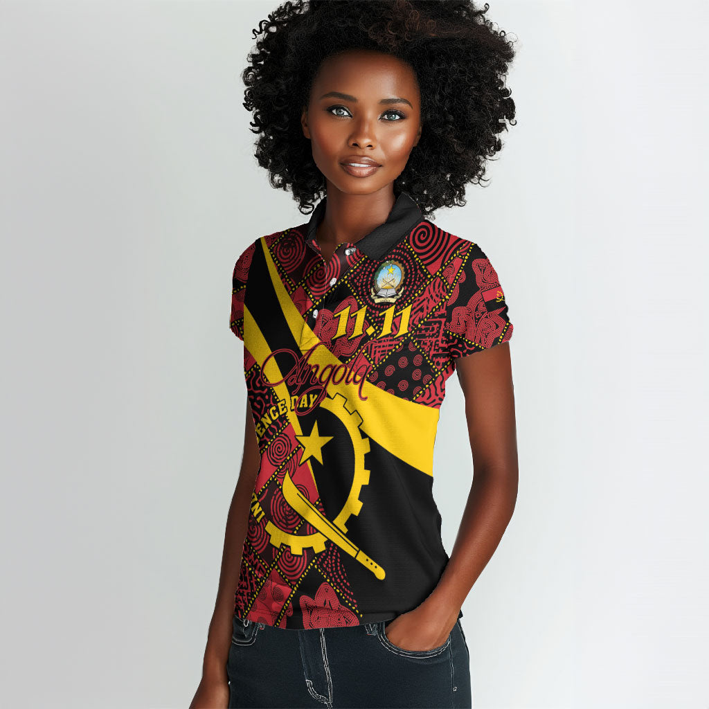 Personalized Angola Samakaka Pattern Women Polo Shirt Happy Independence Day