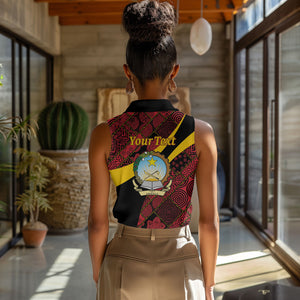 Personalized Angola Samakaka Pattern Women Sleeveless Polo Shirt Happy Independence Day