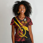 Personalized Angola Samakaka Pattern Women V-Neck T-Shirt Happy Independence Day