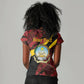 Personalized Angola Samakaka Pattern Women V-Neck T-Shirt Happy Independence Day