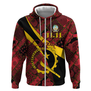 Personalized Angola Samakaka Pattern Zip Hoodie Happy Independence Day