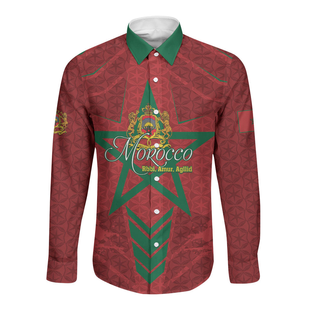 Personalized Morocco 1956 Long Sleeve Button Shirt Happy Independence Day