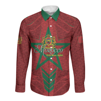 Personalized Morocco 1956 Long Sleeve Button Shirt Happy Independence Day