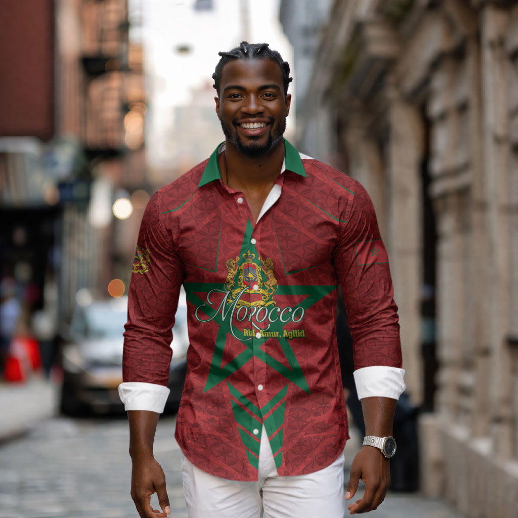 Personalized Morocco 1956 Long Sleeve Button Shirt Happy Independence Day