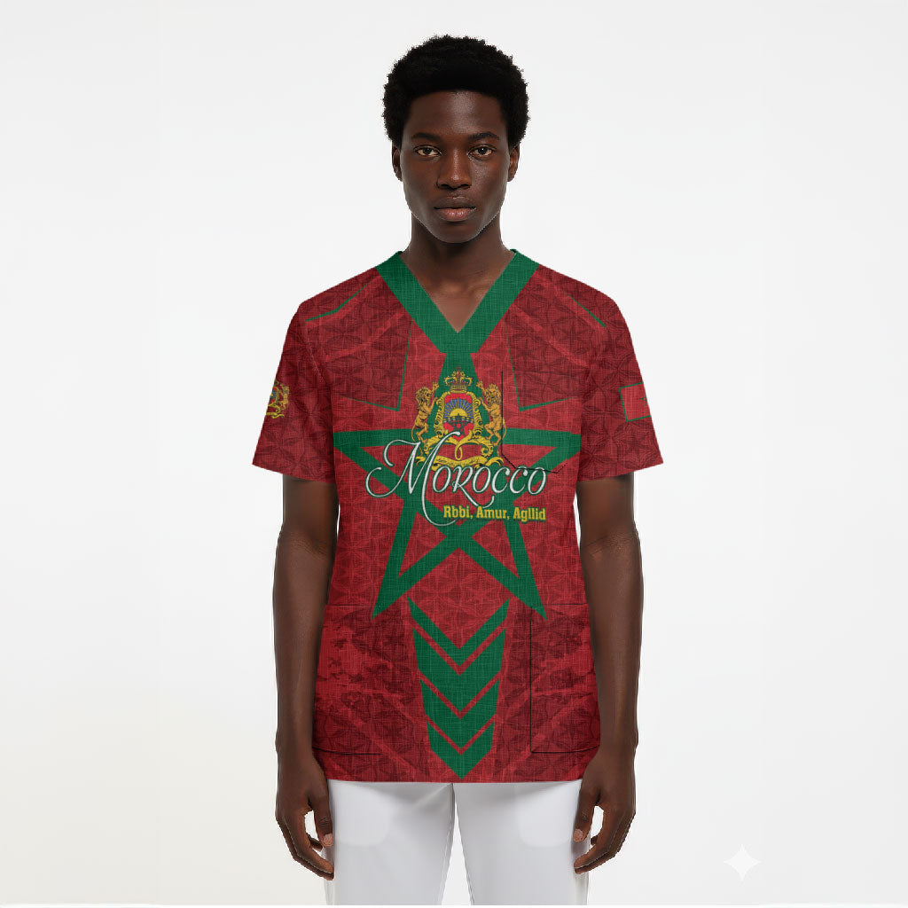 Personalized Morocco 1956 Scrub Top Happy Independence Day