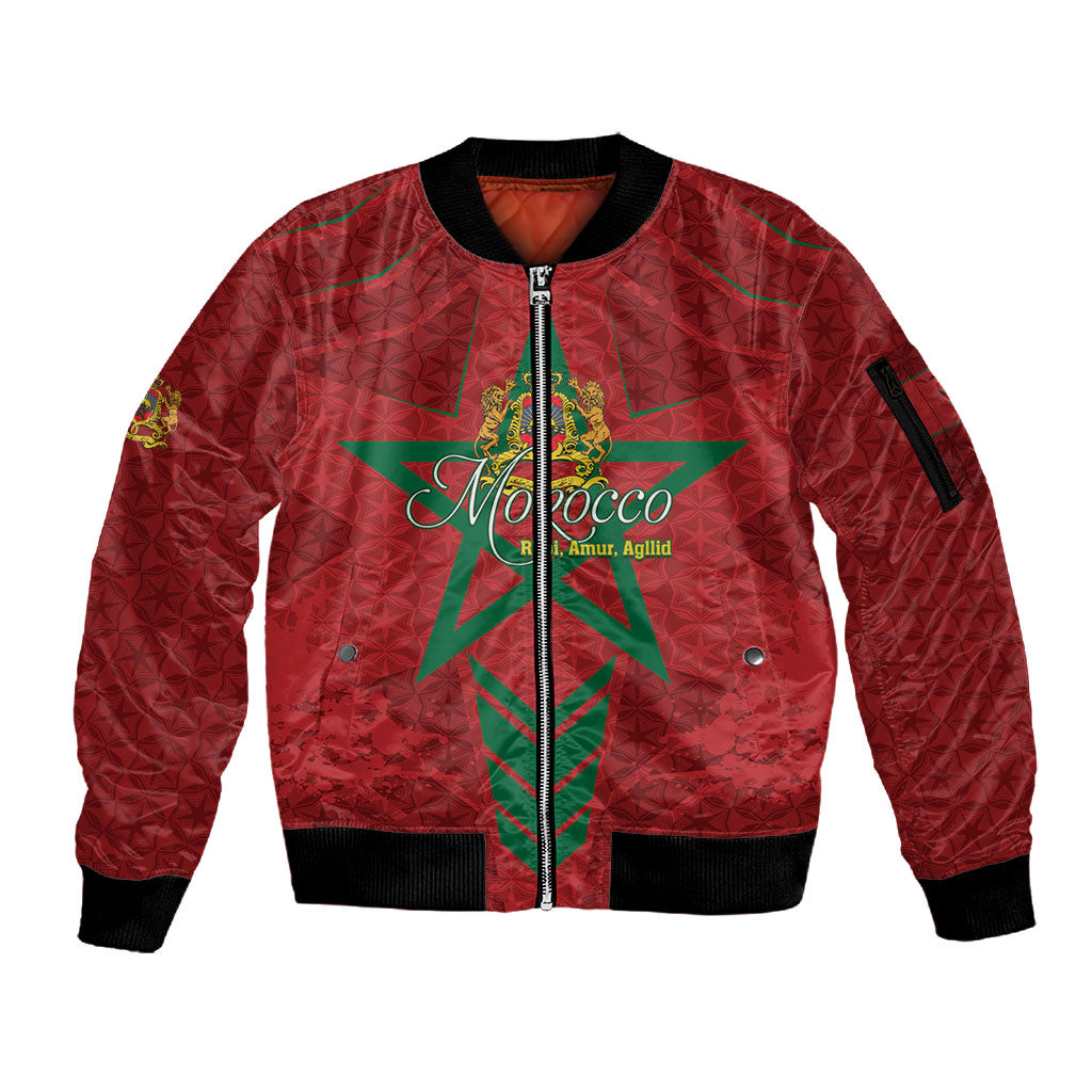 Personalized Morocco 1956 Sleeve Zip Bomber Jacket Happy Independence Day