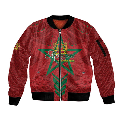 Personalized Morocco 1956 Sleeve Zip Bomber Jacket Happy Independence Day