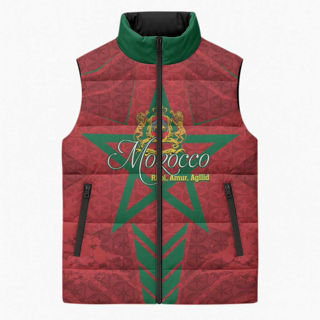 Personalized Morocco 1956 Sleeveless Puffer Jacket Happy Independence Day