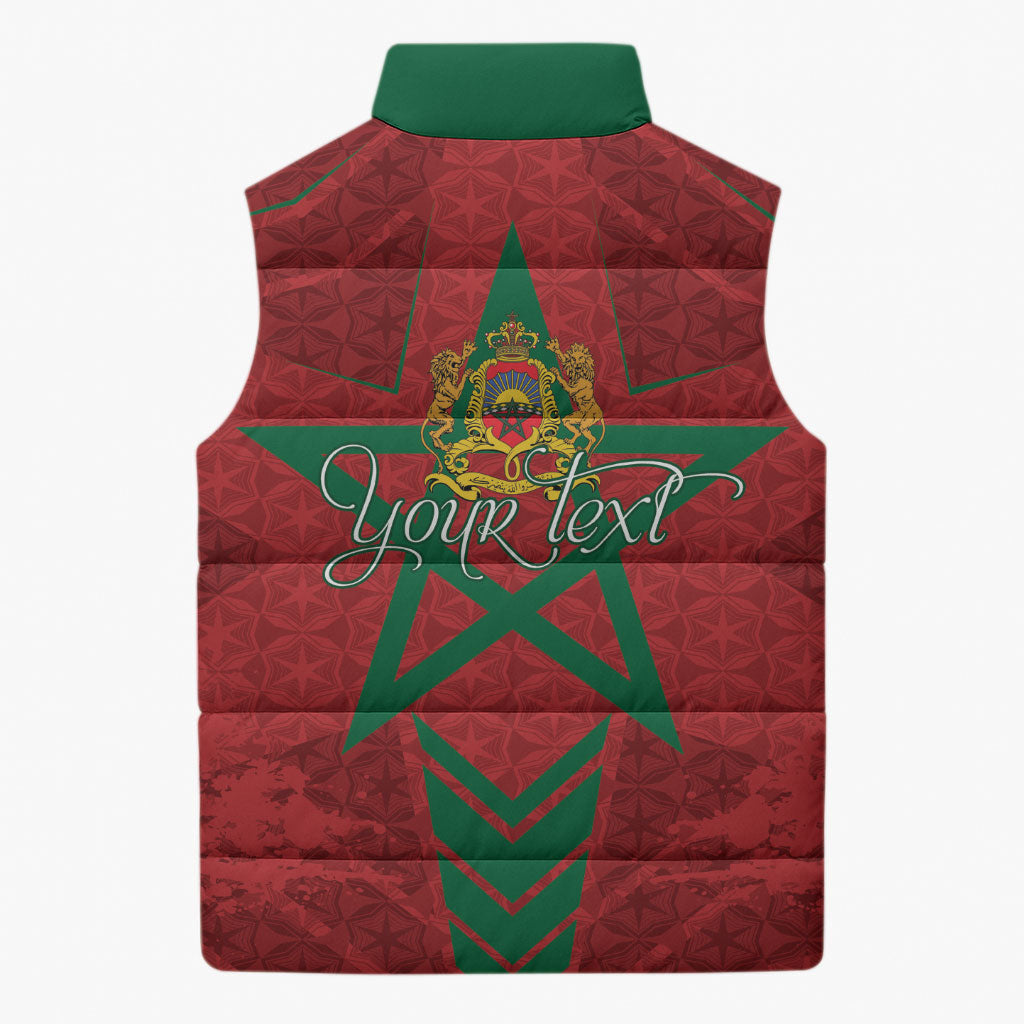Personalized Morocco 1956 Sleeveless Puffer Jacket Happy Independence Day