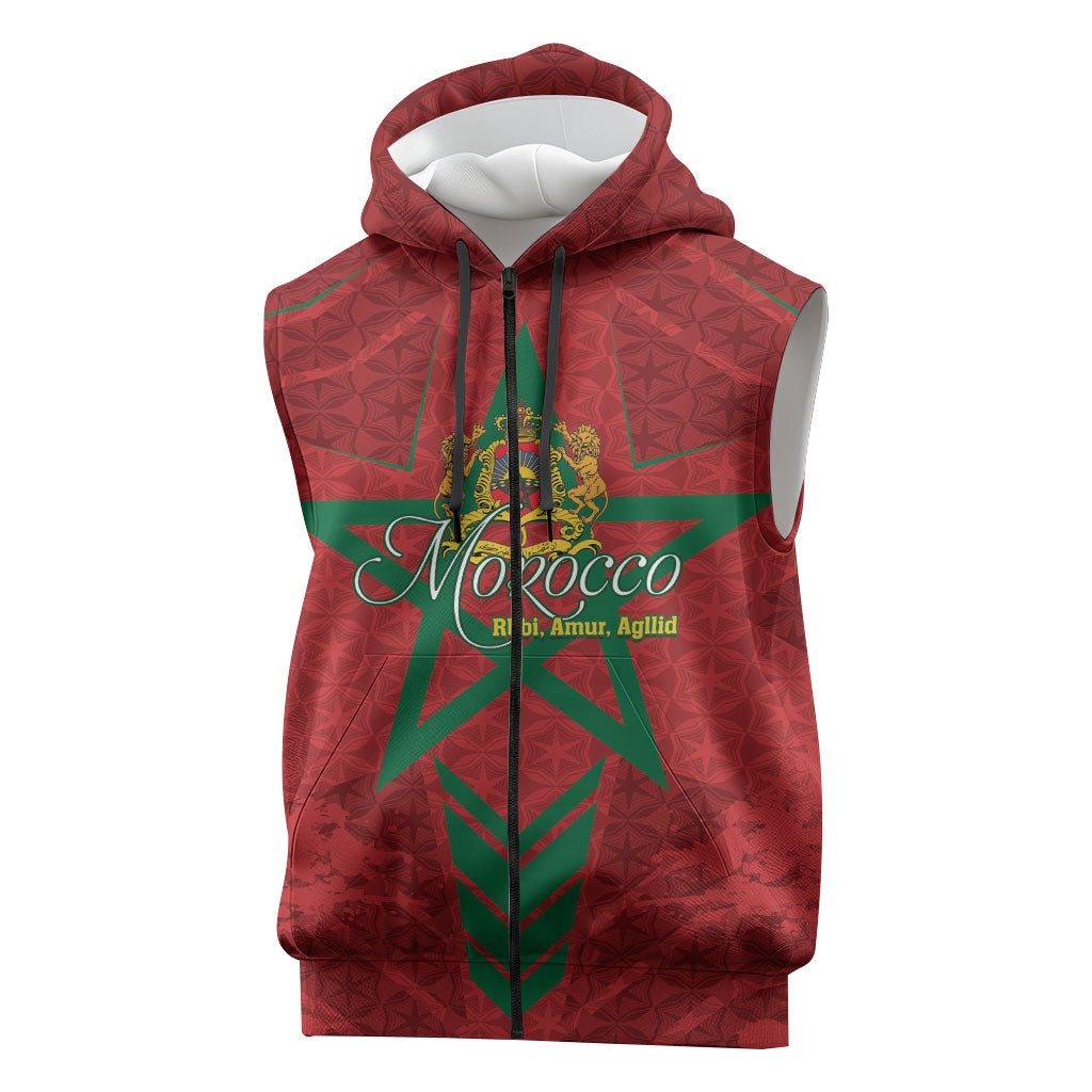 Personalized Morocco 1956 Sleeveless Zip Hoodie Happy Independence Day