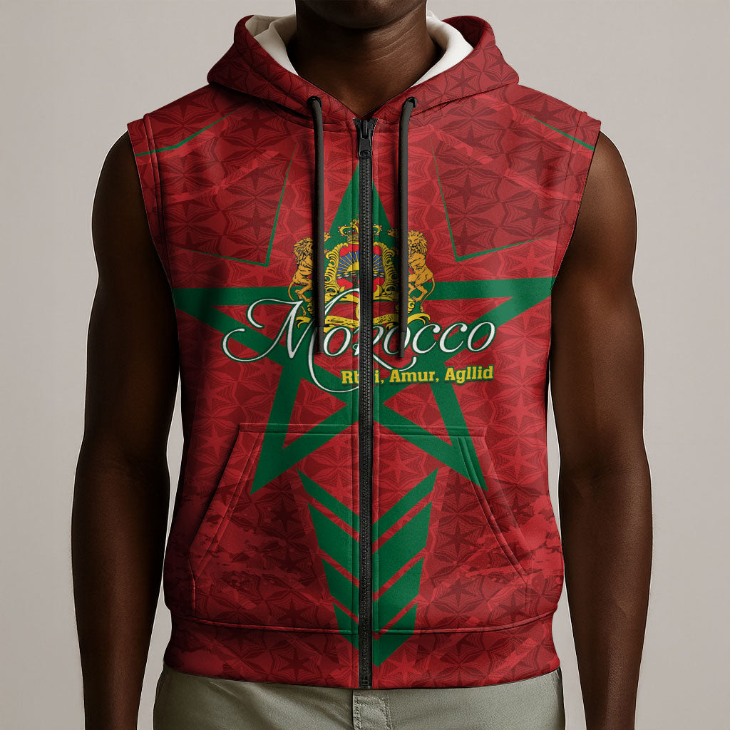 Personalized Morocco 1956 Sleeveless Zip Hoodie Happy Independence Day