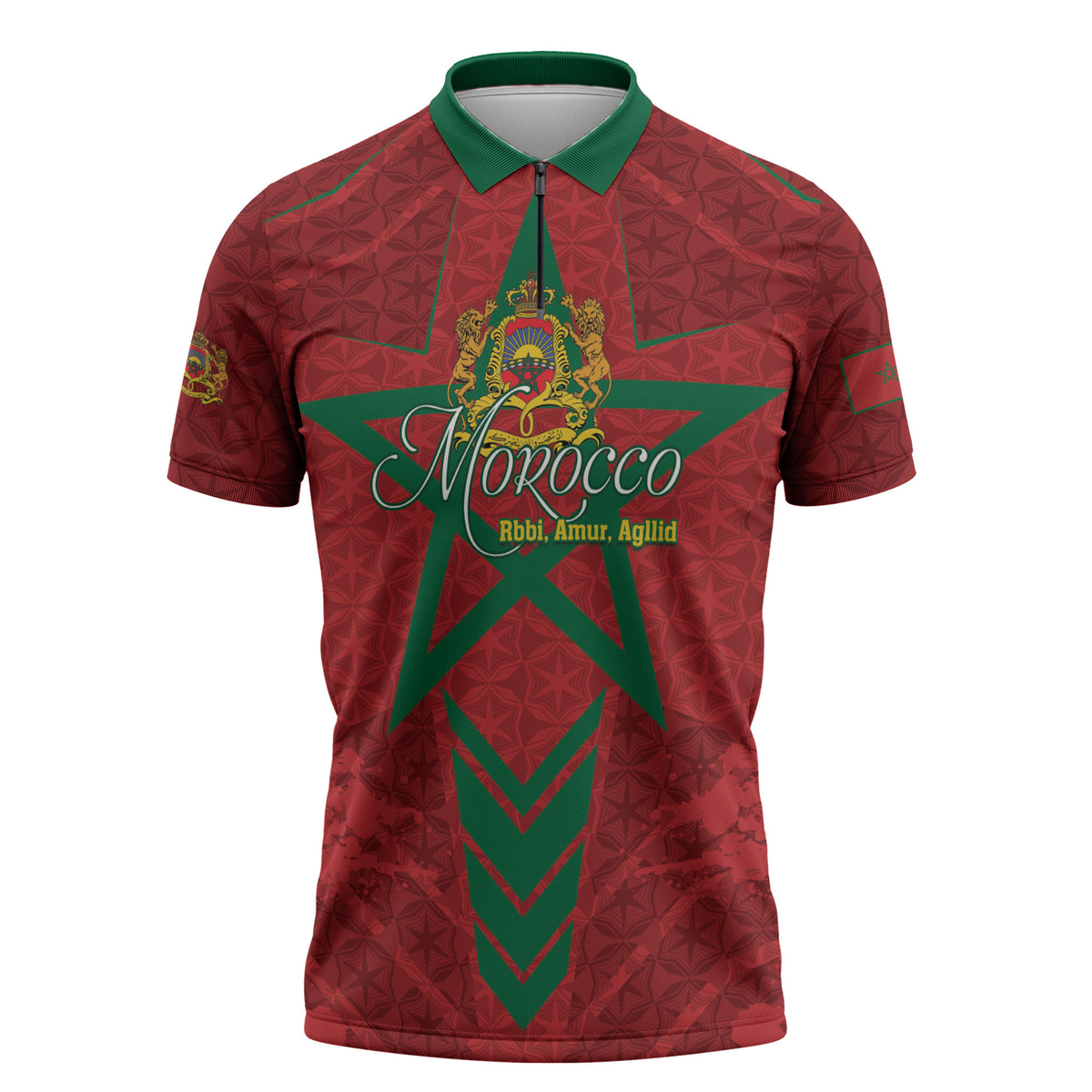 Personalized Morocco 1956 Zipper Polo Shirt Happy Independence Day