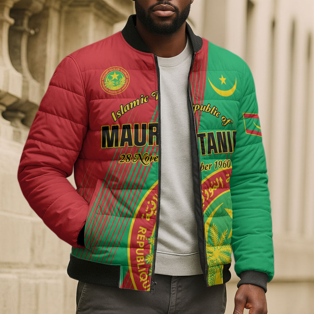 Personalized Islamic Republic of Mauritania Bomber Puffer Jacket Happy Independence Day
