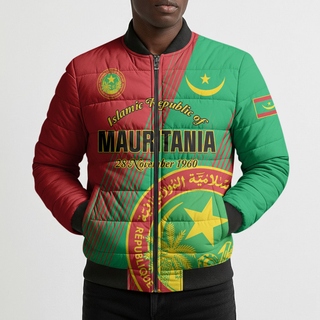 Personalized Islamic Republic of Mauritania Bomber Puffer Jacket Happy Independence Day