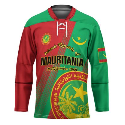 Personalized Islamic Republic of Mauritania Hockey Jersey Happy Independence Day