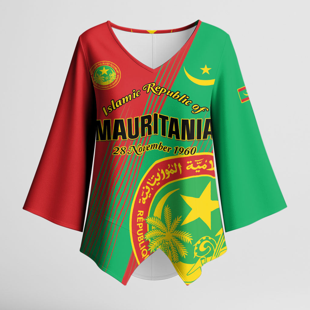 Personalized Islamic Republic of Mauritania Kimono Sleeve Blouse Happy Independence Day