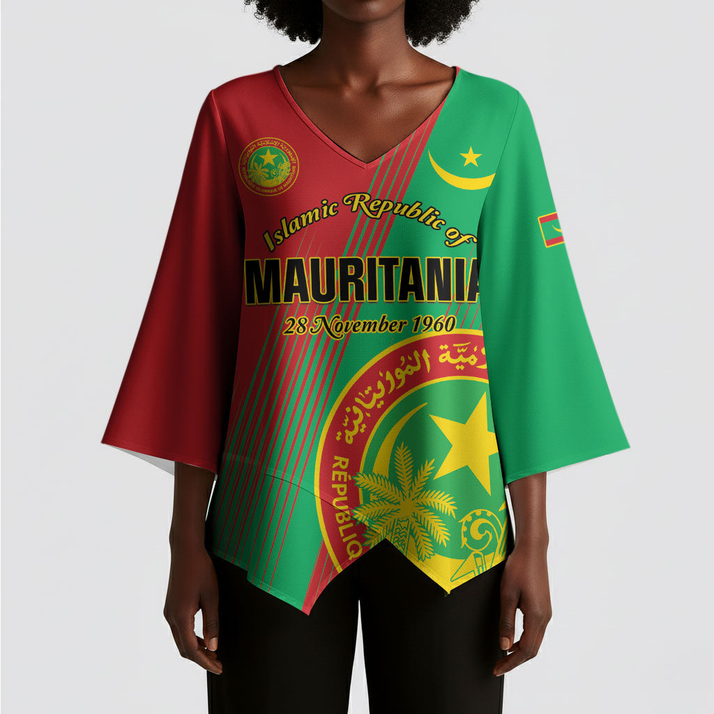 Personalized Islamic Republic of Mauritania Kimono Sleeve Blouse Happy Independence Day