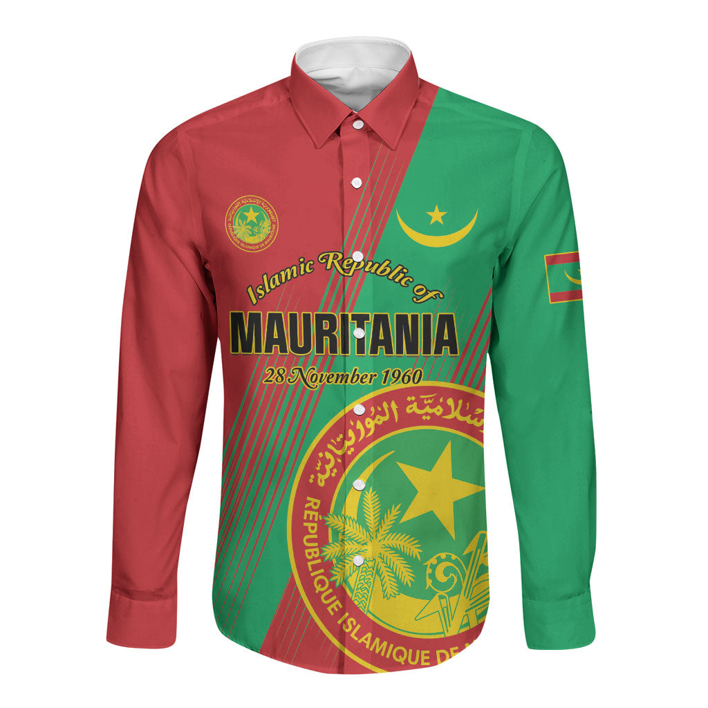 Personalized Islamic Republic of Mauritania Long Sleeve Button Shirt Happy Independence Day