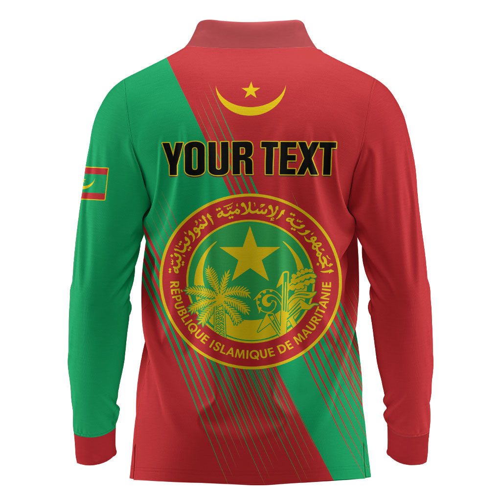 Personalized Islamic Republic of Mauritania Long Sleeve Polo Shirt Happy Independence Day