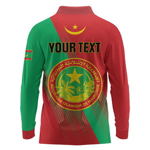 Personalized Islamic Republic of Mauritania Long Sleeve Polo Shirt Happy Independence Day