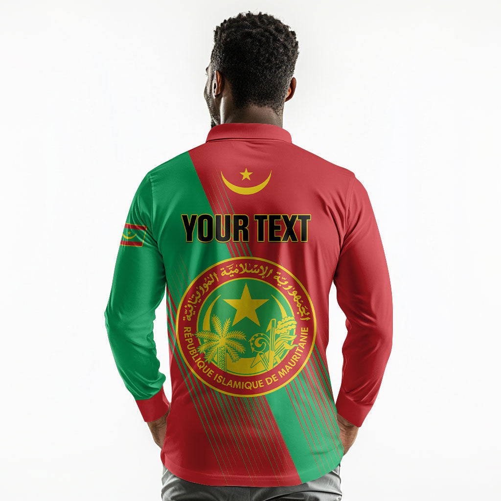 Personalized Islamic Republic of Mauritania Long Sleeve Polo Shirt Happy Independence Day
