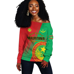 Personalized Islamic Republic of Mauritania Off Shoulder Sweater Happy Independence Day