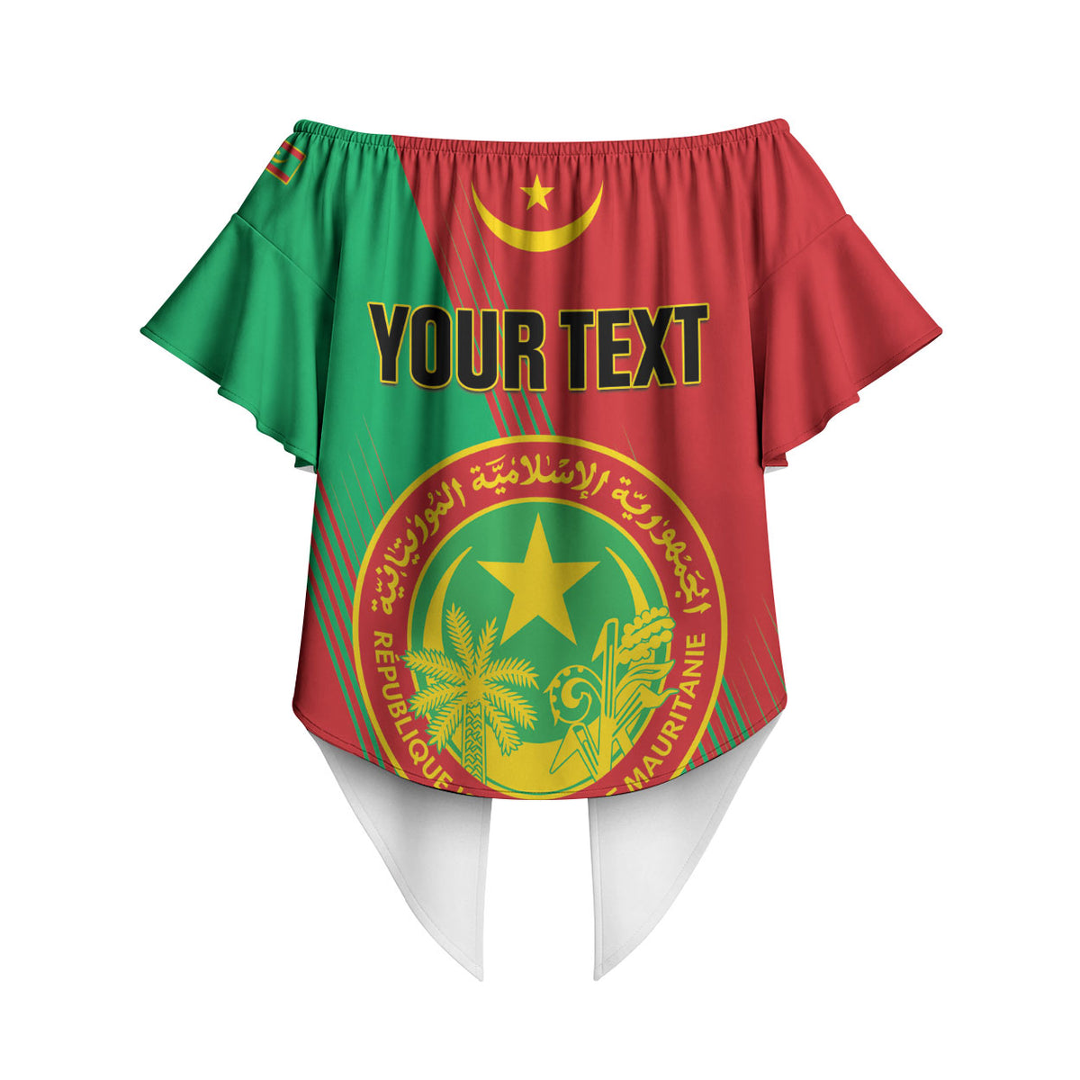 Personalized Islamic Republic of Mauritania Off Shoulder Wrap Waist Top Happy Independence Day