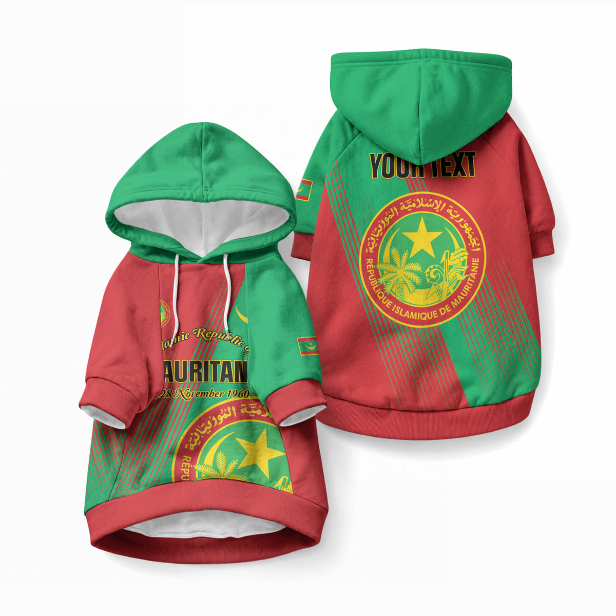 Personalized Islamic Republic of Mauritania Pet Hoodie Happy Independence Day
