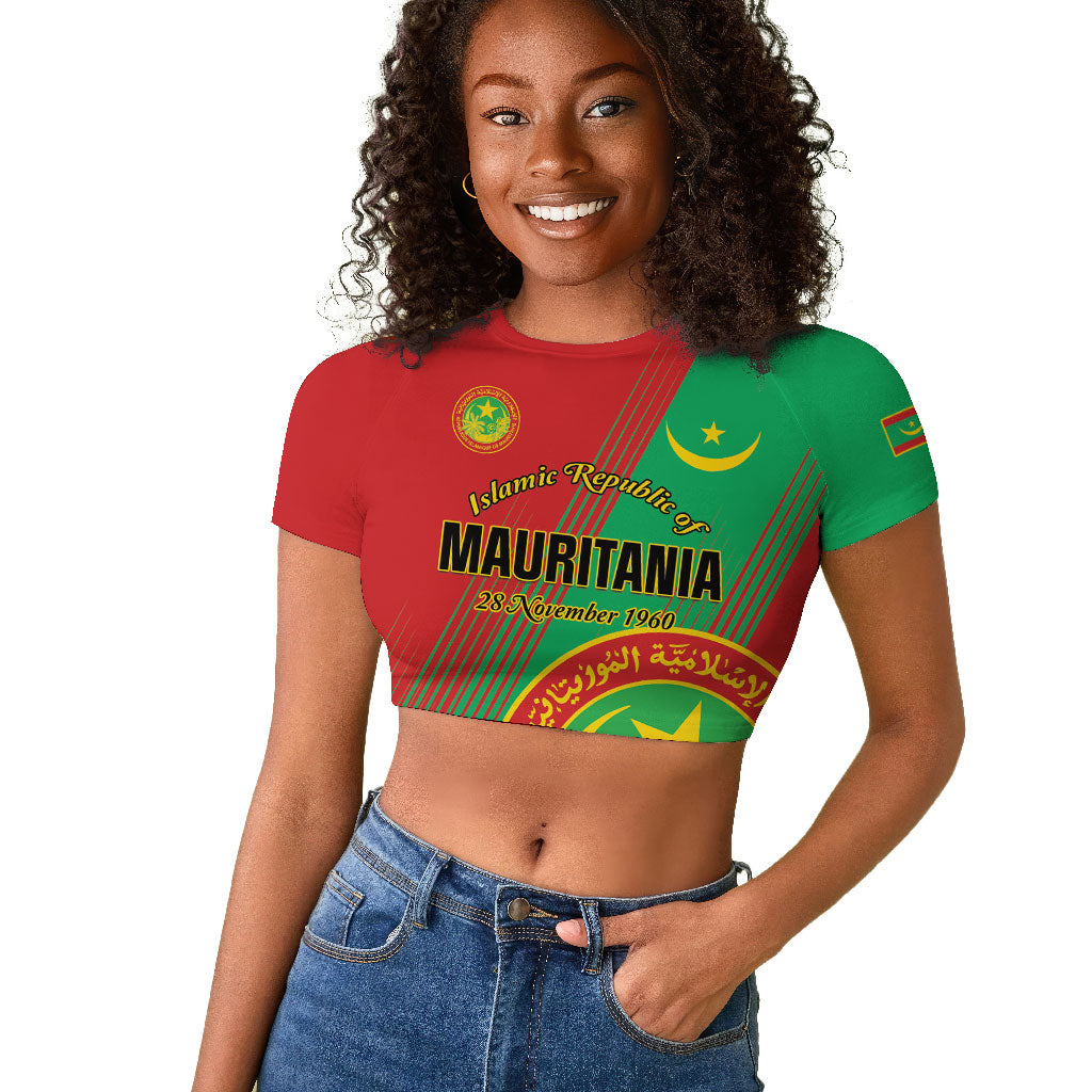 Personalized Islamic Republic of Mauritania Raglan Cropped T shirt Happy Independence Day