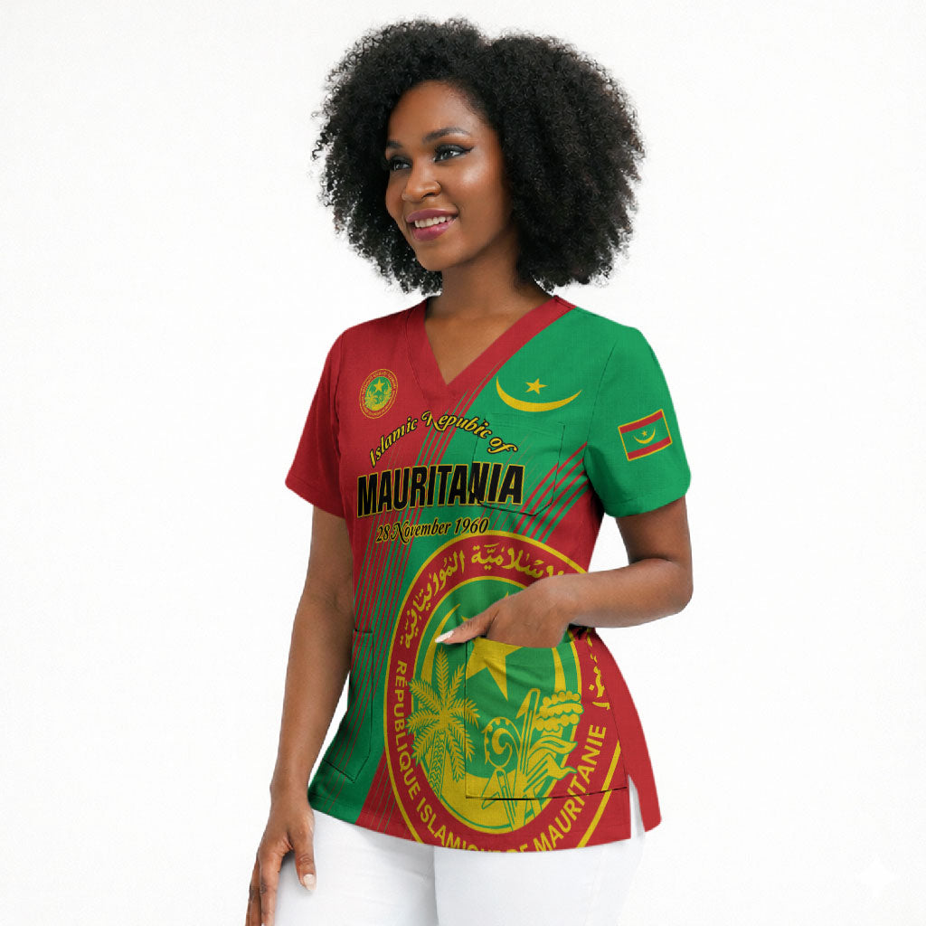 Personalized Islamic Republic of Mauritania Scrub Top Happy Independence Day